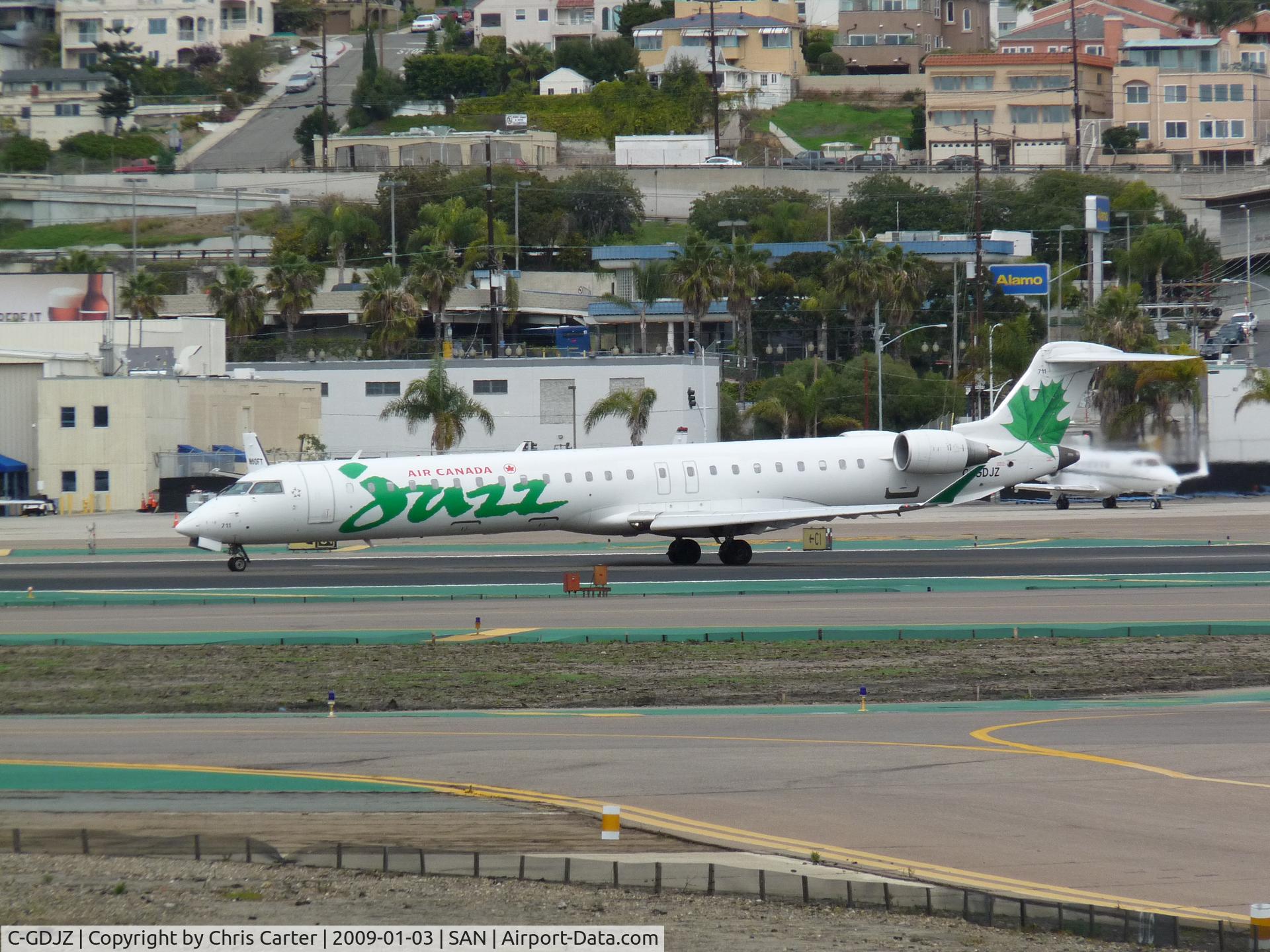 C-GDJZ, 2005 Canadair CRJ-705ER (CL-600-2D15) Regional Jet C/N 15049, Air Canada Jazz departing KSAN.