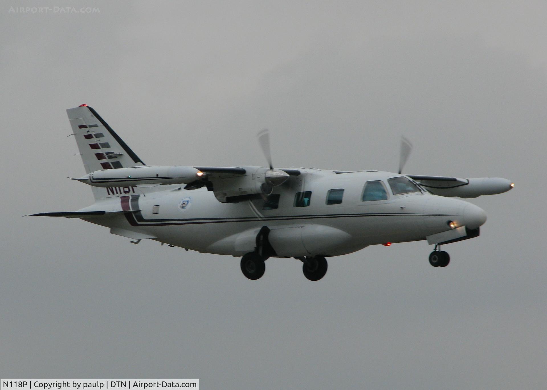 N118P, 1974 Mitsubishi MU-2B-35J C/N 646, About to touch down on runway 14 at the Shreveport Downtown airport.