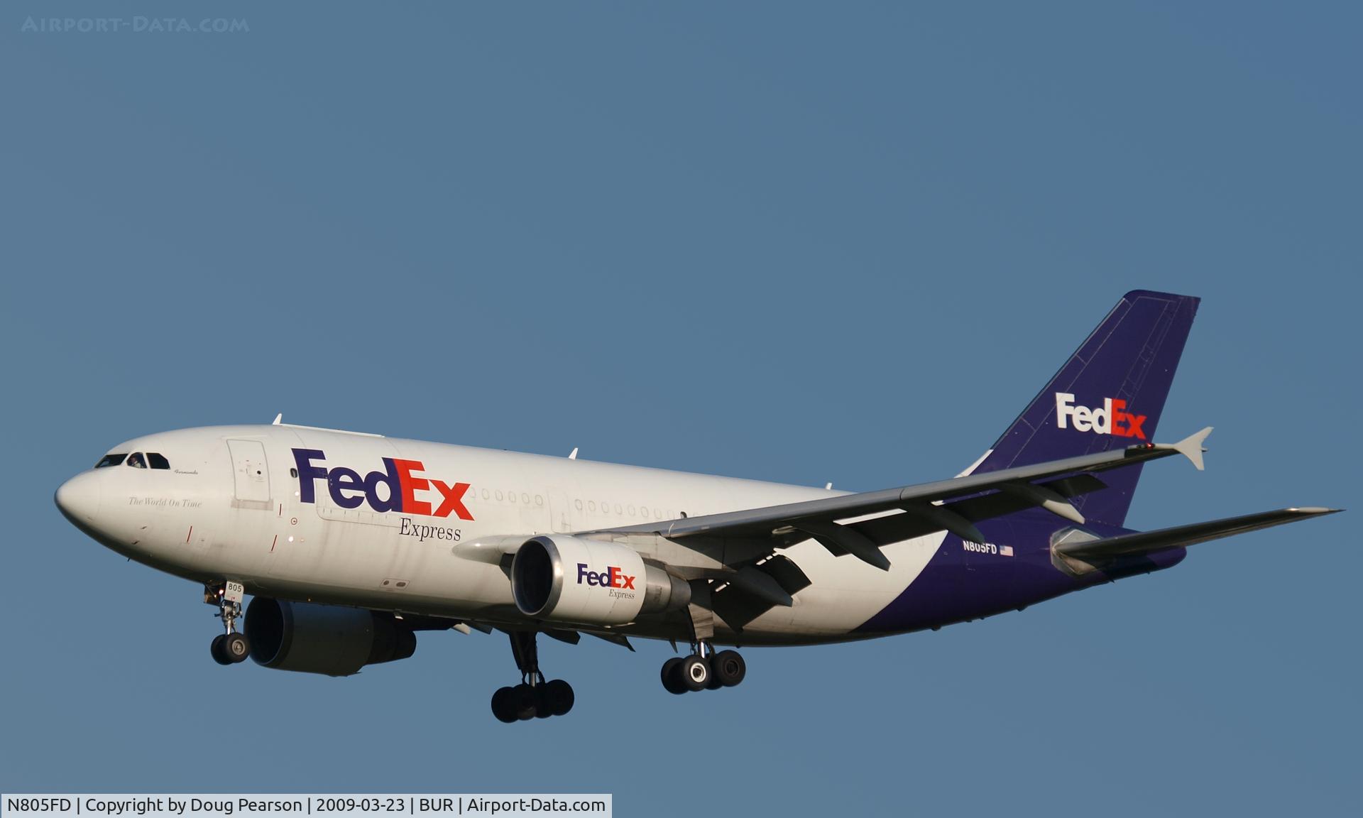 N805FD, 1988 Airbus A310-324 C/N 456, FedEx N805FD arriving at BUR airport