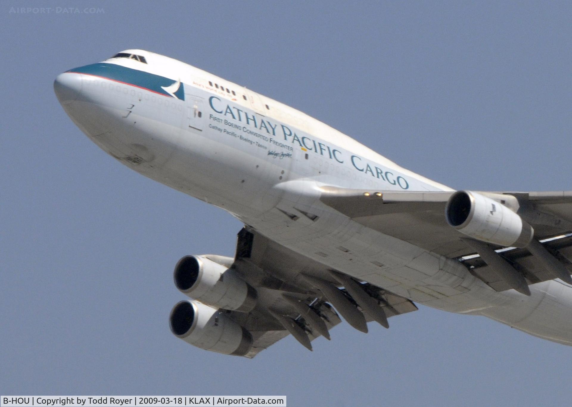 B-HOU, 1991 Boeing 747-467/BCF C/N 24925, Departing LAX on 25R