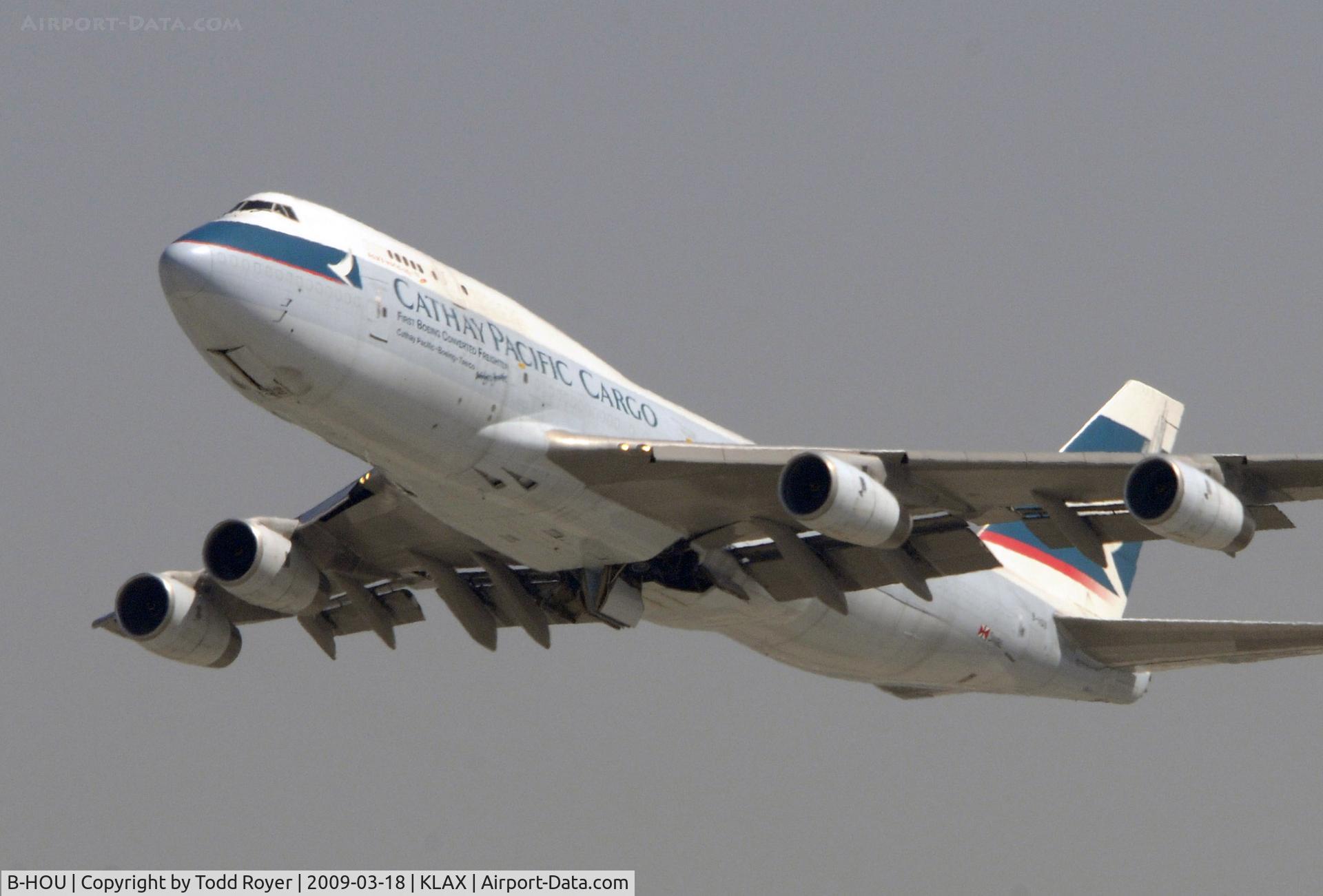 B-HOU, 1991 Boeing 747-467/BCF C/N 24925, Departing LAX on 25R