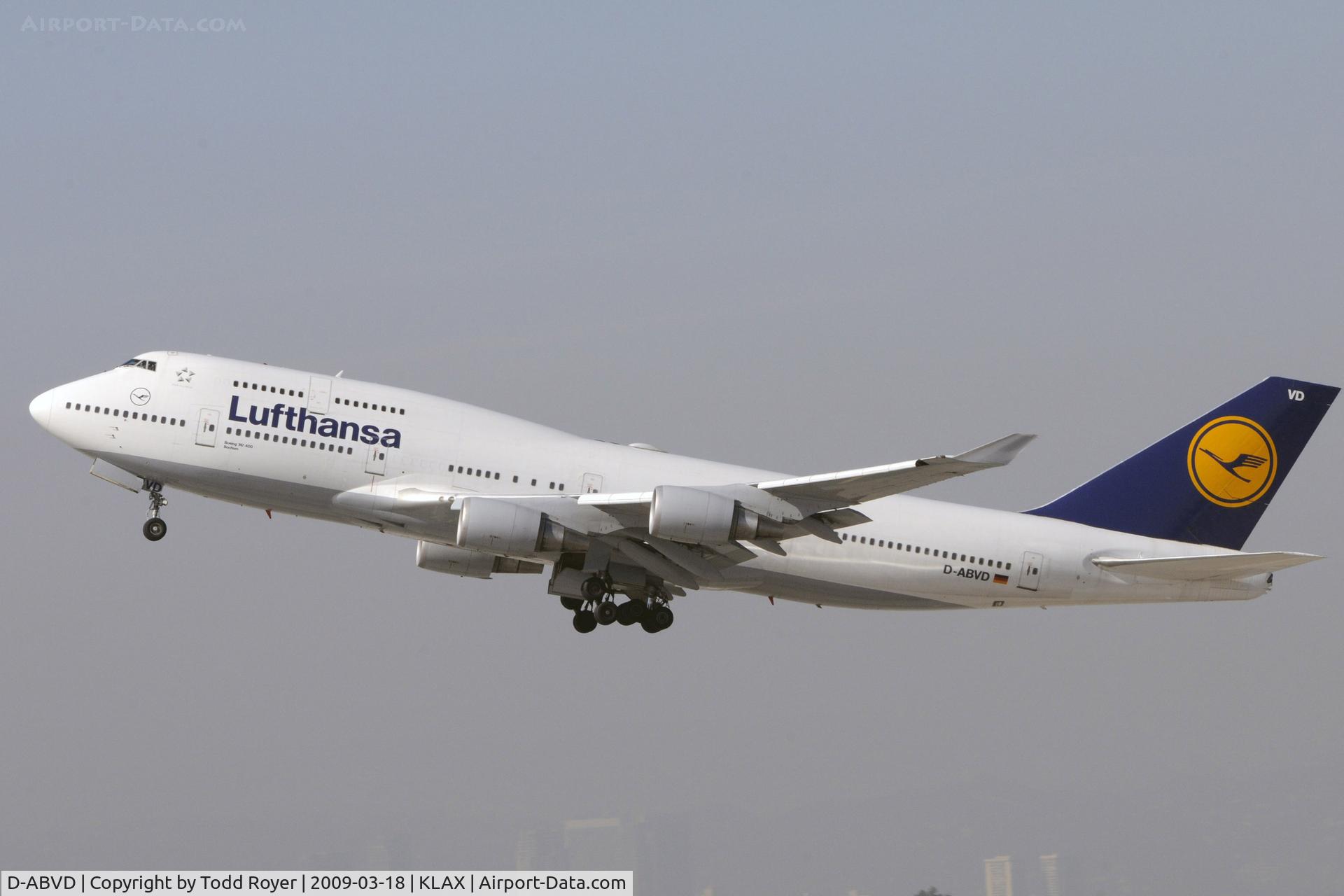 D-ABVD, 1990 Boeing 747-430 C/N 24740, Departing LAX on 25R
