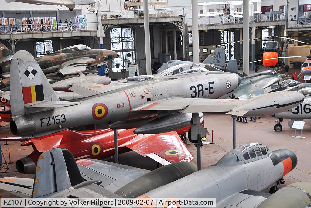 FZ107, 1951 Republic F-84G Thunderjet C/N 2442-1120B, Wears ID FZ153 at Museum Brussels