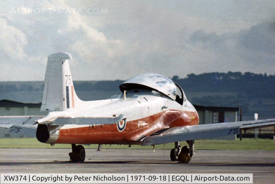 XW374, 1969 BAC 84 Jet Provost T.5A C/N EEP/JP/1024, Jet Provost T.5 of 1 Flying Training School attended the 1971 Leuchars Airshow.