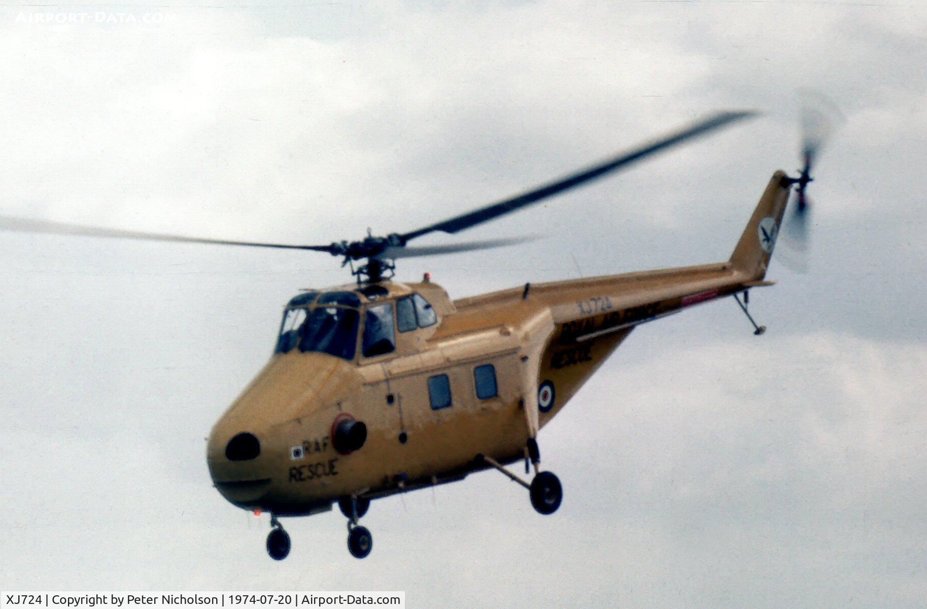 XJ724, 1955 Westland Whirlwind HAR.10 C/N WA95, Another of 202 Squadron's Whirlwinds at the 1974 Leconfield Airshow.
