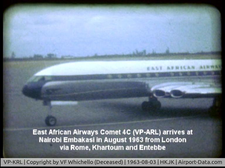 VP-KRL, 1962 De Havilland DH.106 Comet 4 C/N 6472, Morning arrival of VP-KRL at Nairobi Embakasi 3/8/63