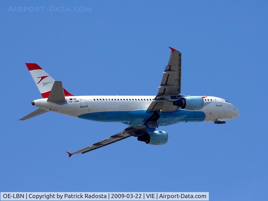 OE-LBN, 1997 Airbus A320-214 C/N 768, Taking off from RWY 34 in VIE