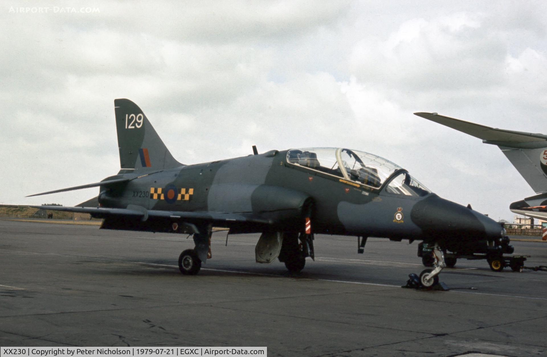 XX230, Hawker Siddeley Hawk T.1 C/N 066/312066, Hawk T.1 of 63 Squadron/1 Tactical Weapons Unit in the static park at the 1979 RAF Coningsby Open Day.