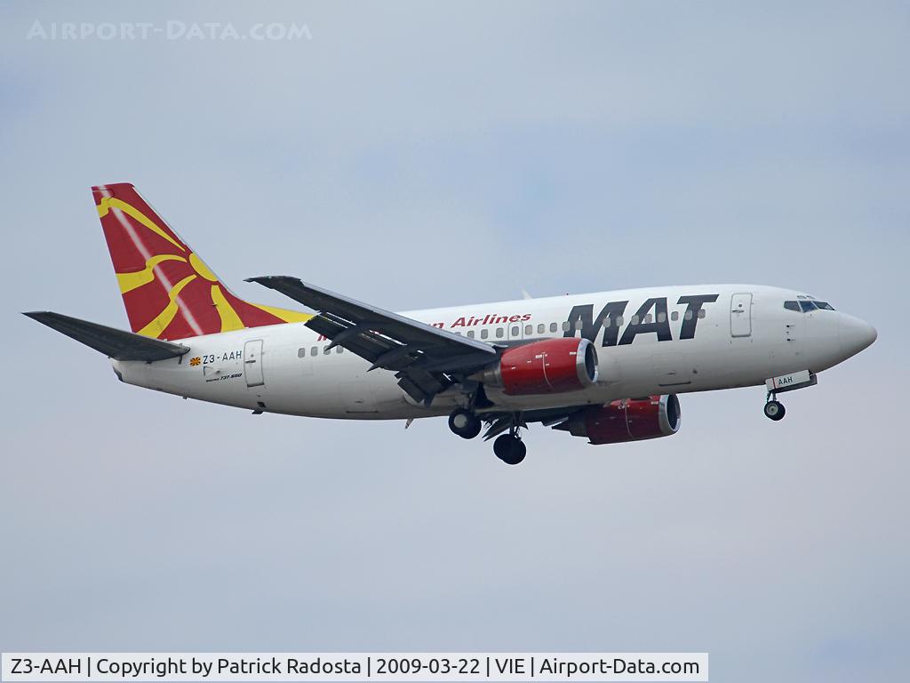 Z3-AAH, 1991 Boeing 737-529 C/N 25249, MAT is operating its flights from SKP to VIE now with 737-500 instead of CRJ