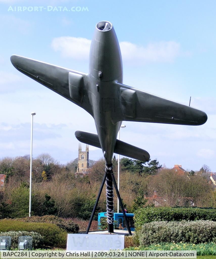 BAPC284, Gloster E28/39 Replica C/N BAPC-284, Gloster E28/3 replica displayed in on a roundabout in Lutterworth, Leicestershire, UK