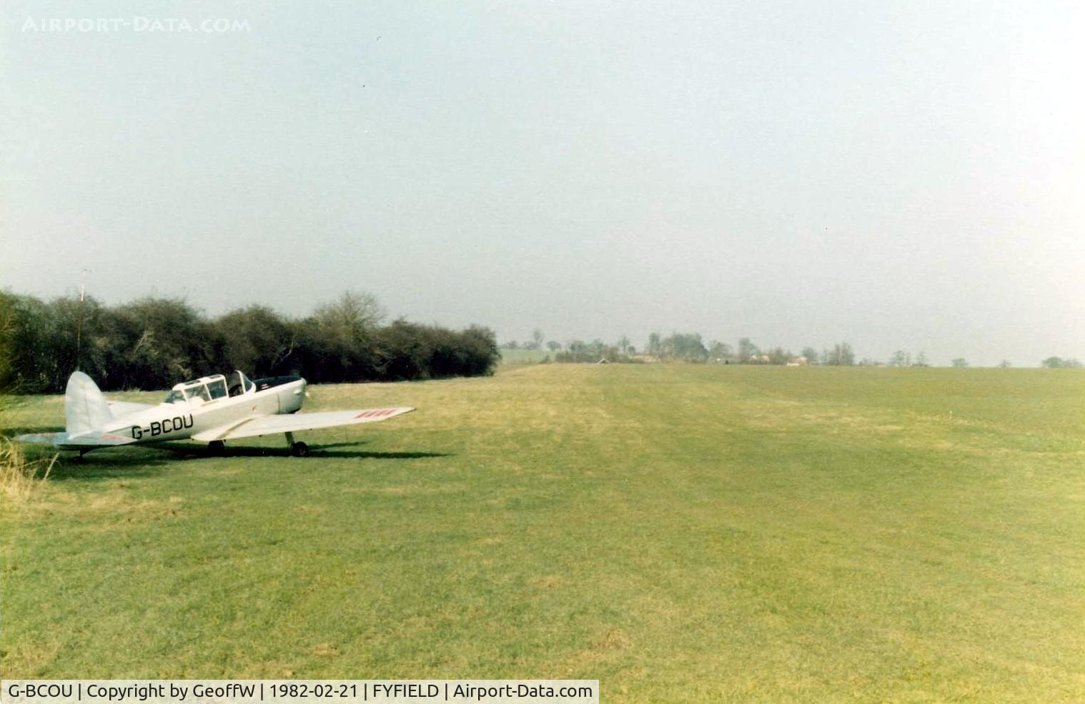 G-BCOU, 1952 De Havilland DHC-1 Chipmunk T.10 C/N C1/0559, DHC-1 Chipmunk G-BCOU and a view down the strip at Fyfield, Essex where this aircraft resided for many years