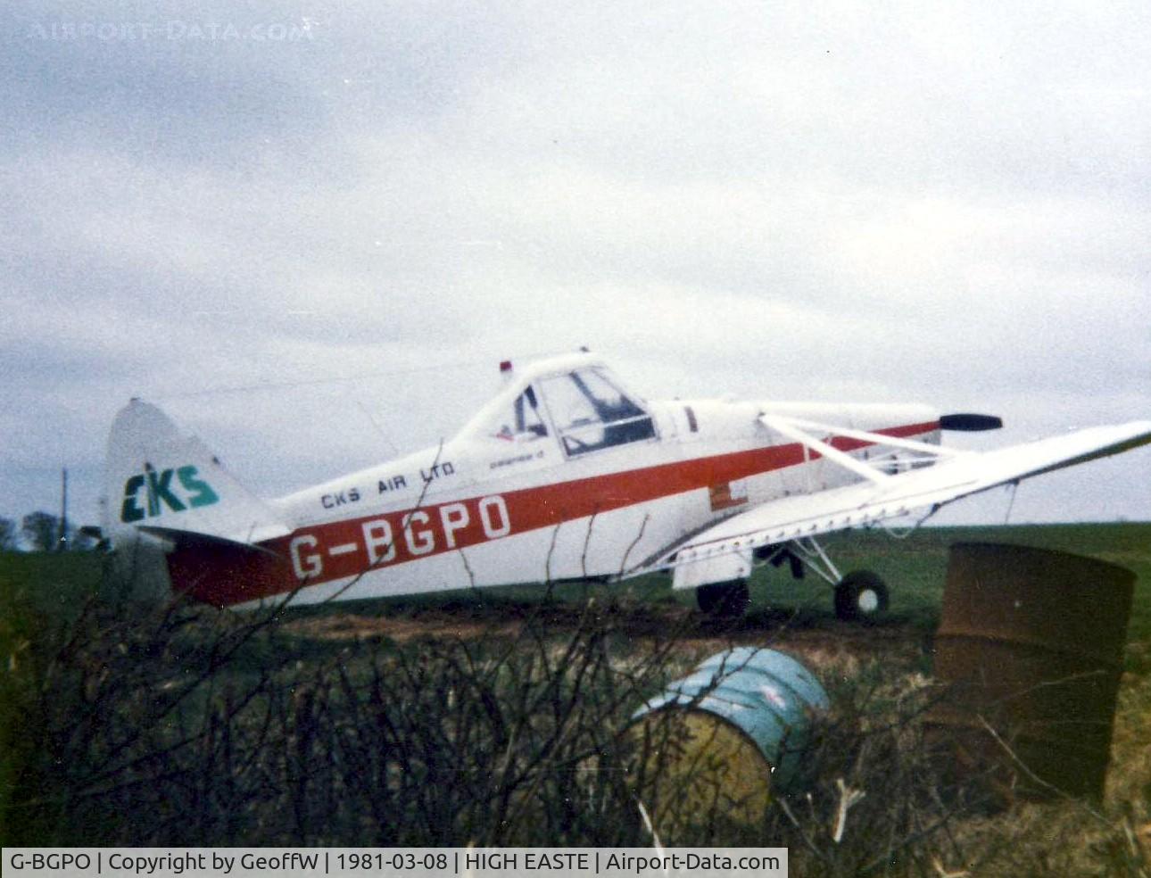 G-BGPO, 1978 Piper PA-25-235 Pawnee C/N 25-7856040, Piper PA-25 Pawnee G-BGPO at High Easter, Essex 1981