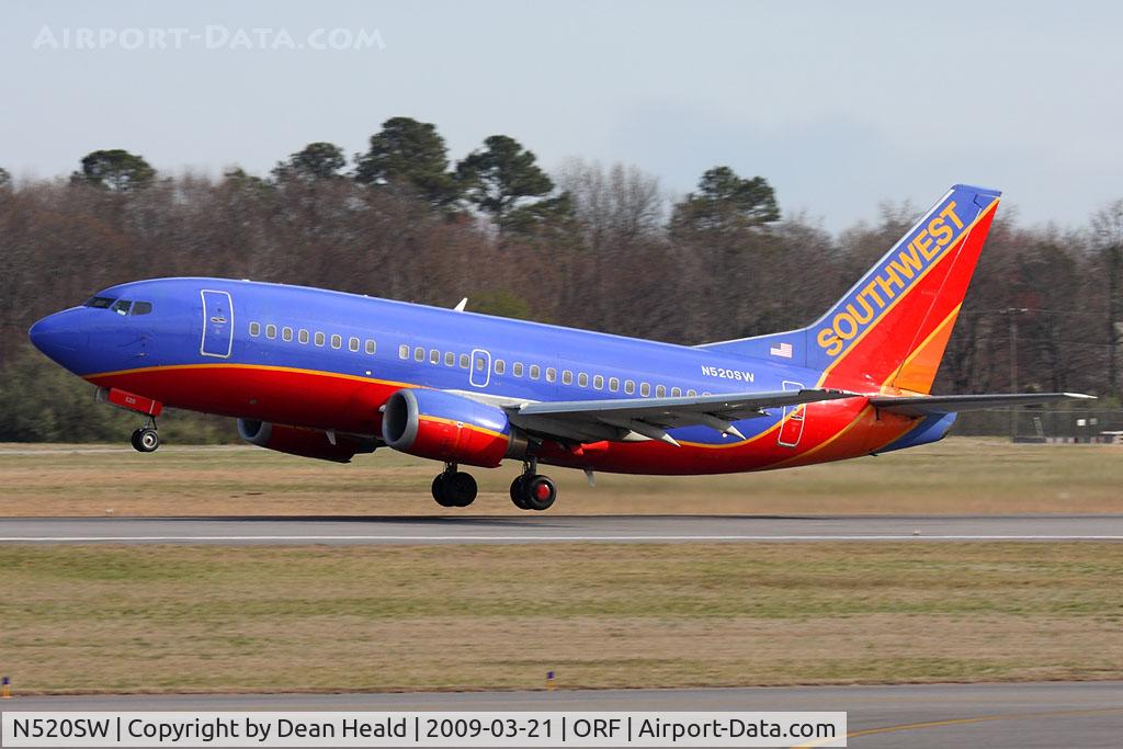 N520SW, 1991 Boeing 737-5H4 C/N 25319, Southwest Airlines N520SW (FLT SWA1845) departing RWY 5 enroute to Chicago Midway Int'l (KMDW).
