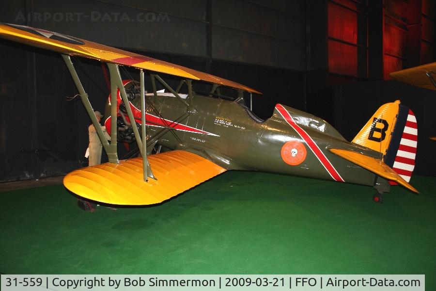 31-559, 1931 Boeing P-12E C/N 1488, 1931 Boeing P-12E powered with 500 HP P&W 1340-17 on display at USAF Museum in Dayton, Ohio