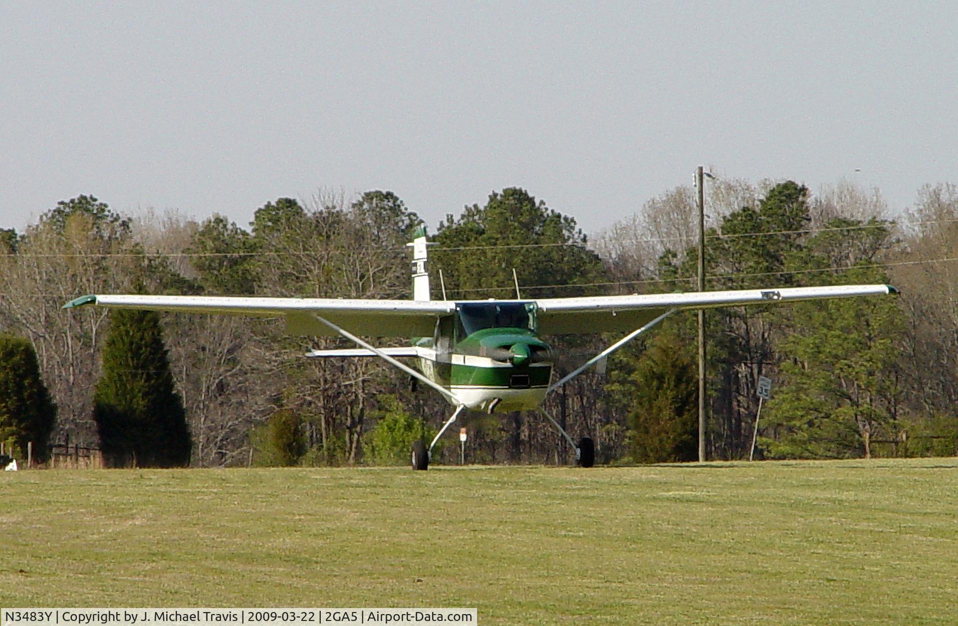 N3483Y, 1968 Cessna 180H Skywagon C/N 18051983, N3483Y landing at Windrift 2GA5.