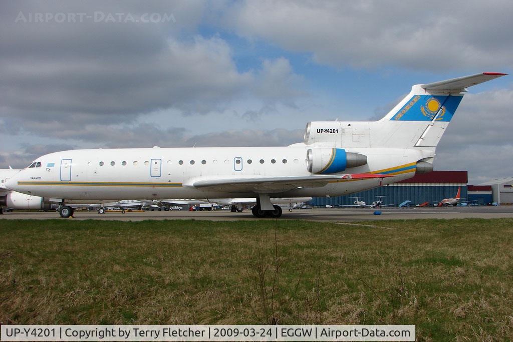 UP-Y4201, 1993 Yakovlev Yak-42D C/N 4520423302017, Flyjet KZ's Yak 42 at Luton