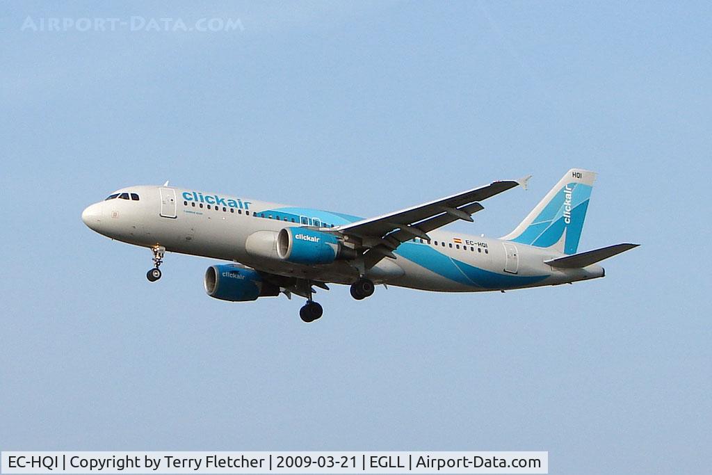 EC-HQI, 2001 Airbus A320-214 C/N 1396, Clickair A320 at Heathrow