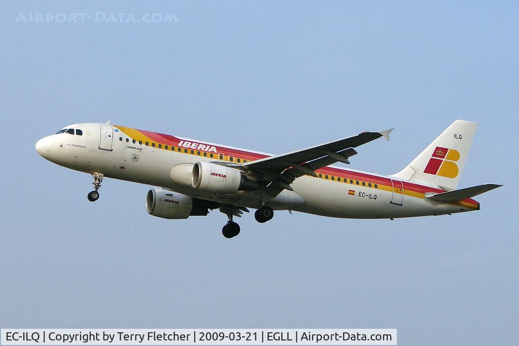EC-ILQ, 2002 Airbus A320-214 C/N 1736, Iberia A320 into Heathrow