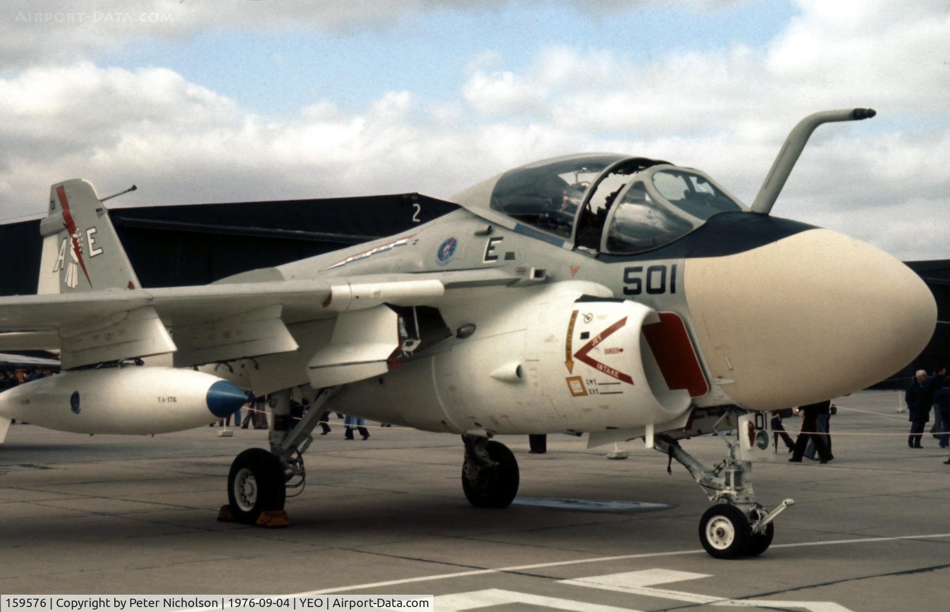 159576, Grumman A-6E Intruder C/N I-565, VA-176's Intruder in the static park at the 1976 Yeovilton Air Day.