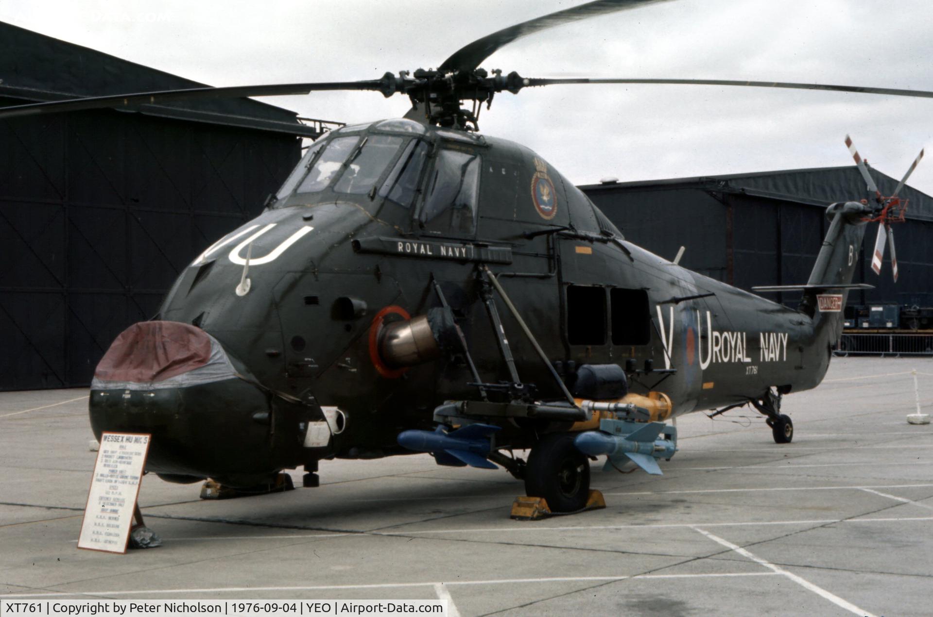 XT761, 1966 Westland Wessex HU.5 C/N WA483, Wessex HU.5 of 846 Squadron in the static park at the 1976 Yeovilton Air Day.