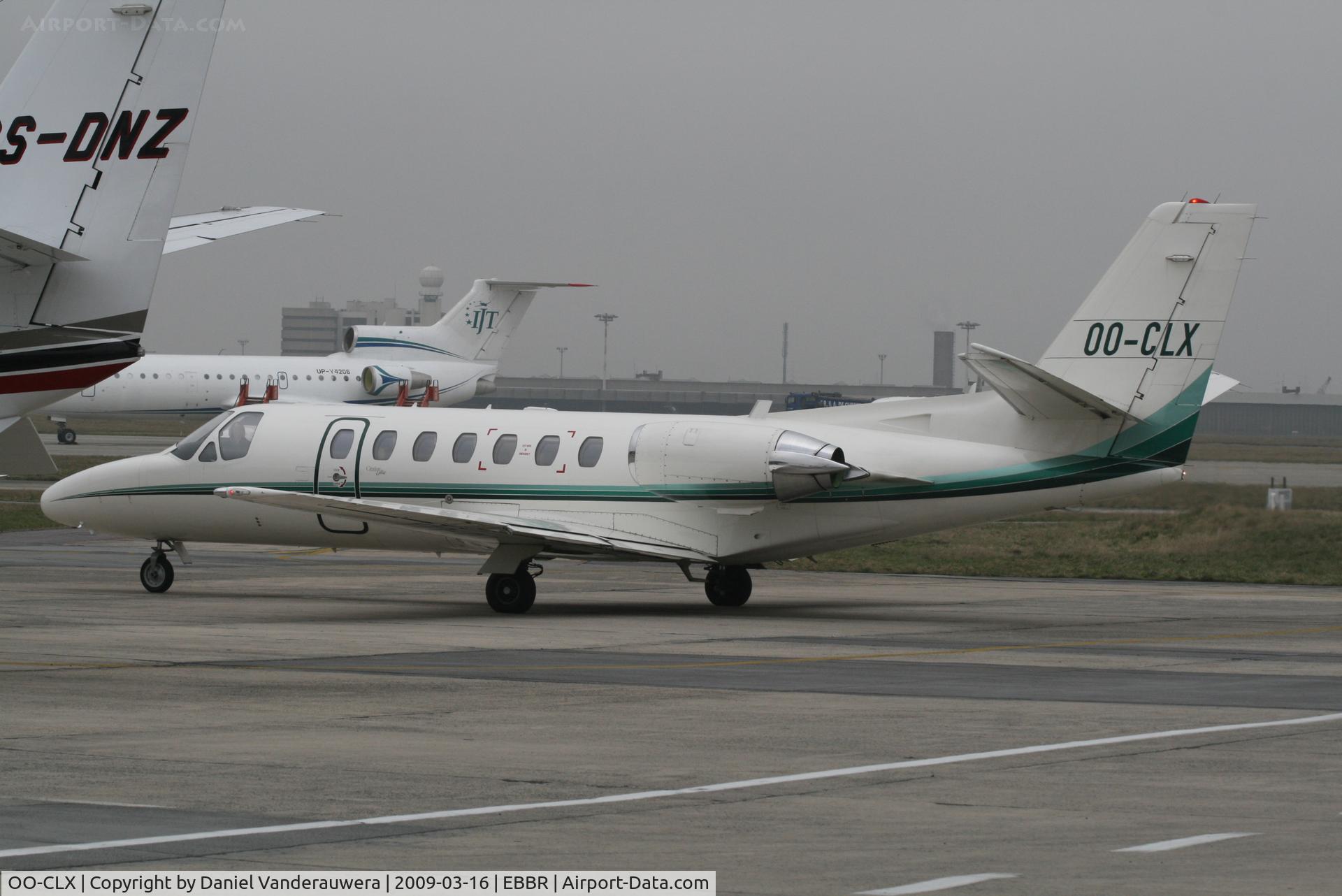 OO-CLX, 1999 Cessna 560 Citation Ultra C/N 560-0537, parked on General Aviation apron (Abelag)