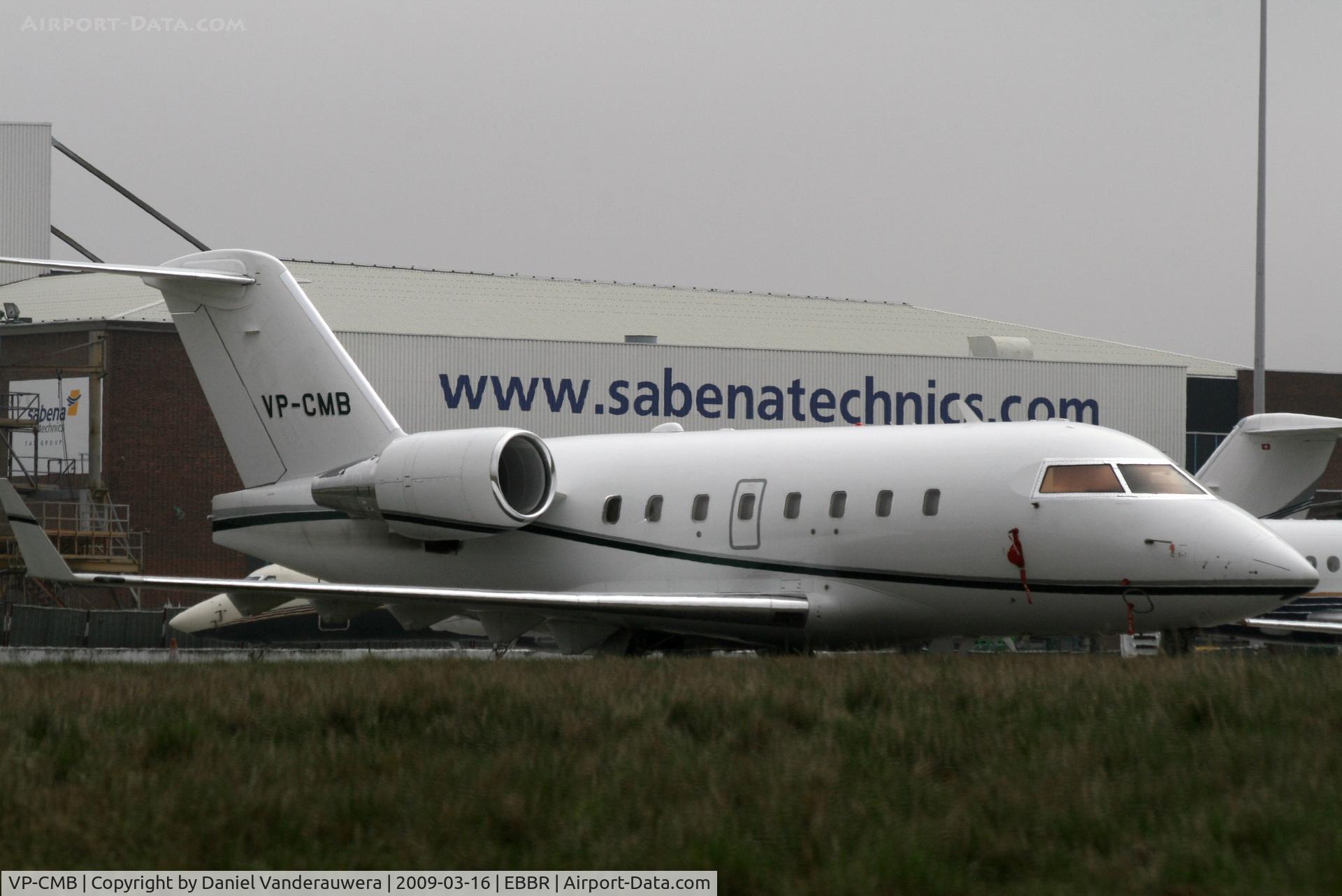 VP-CMB, 2005 Bombardier Challenger 604 (CL-600-2B16) C/N 5618, parked on General Aviation apron (Abelag)