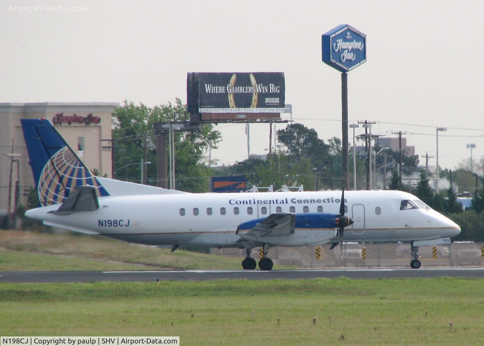 N198CJ, 1990 Saab 340B C/N 340B-198, Taking off from runway 14 at Shreveport Regional.