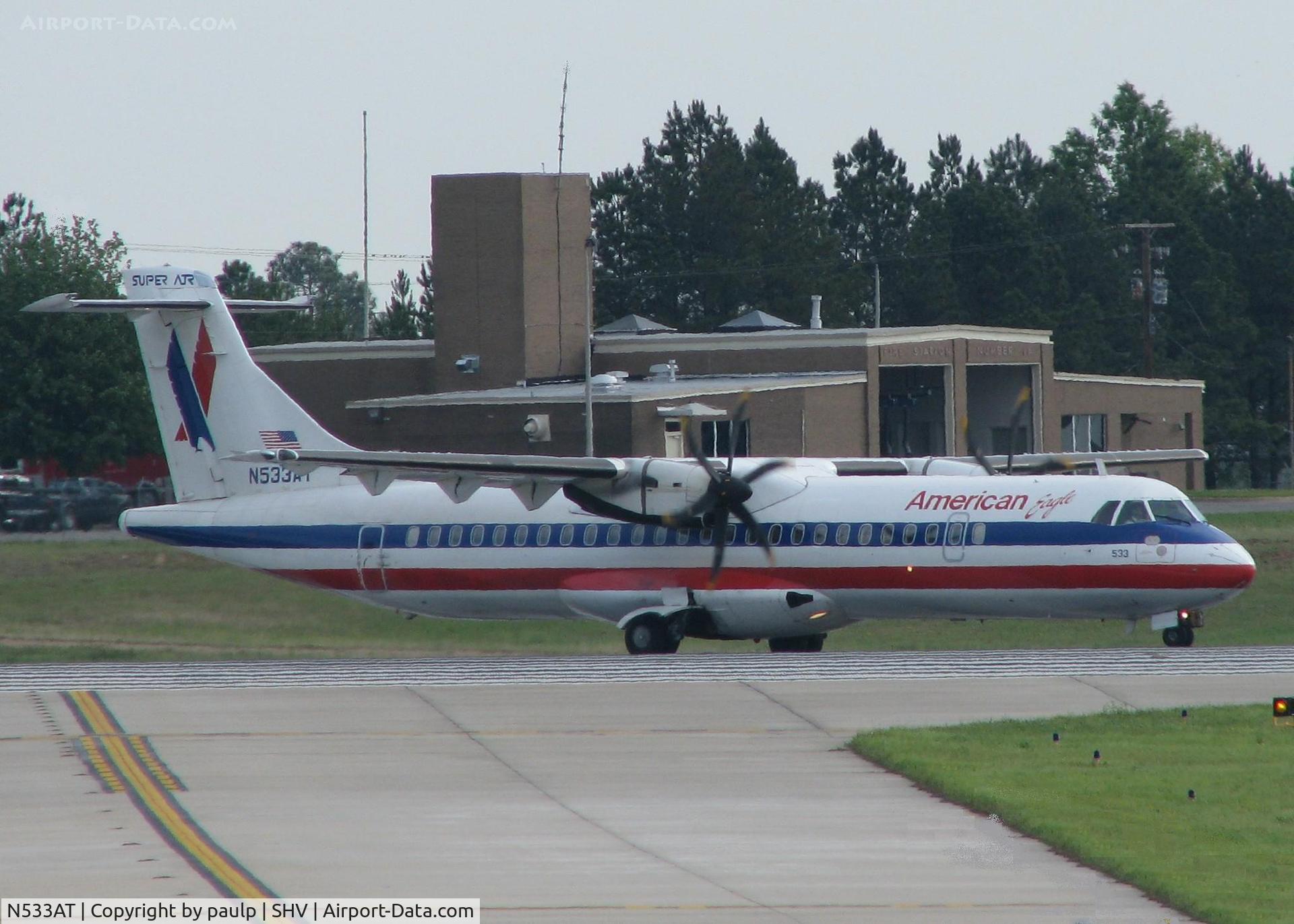 N533AT, 1997 ATR 72-212A C/N 533, Turning onto runway 14 at Shreveport Regional.