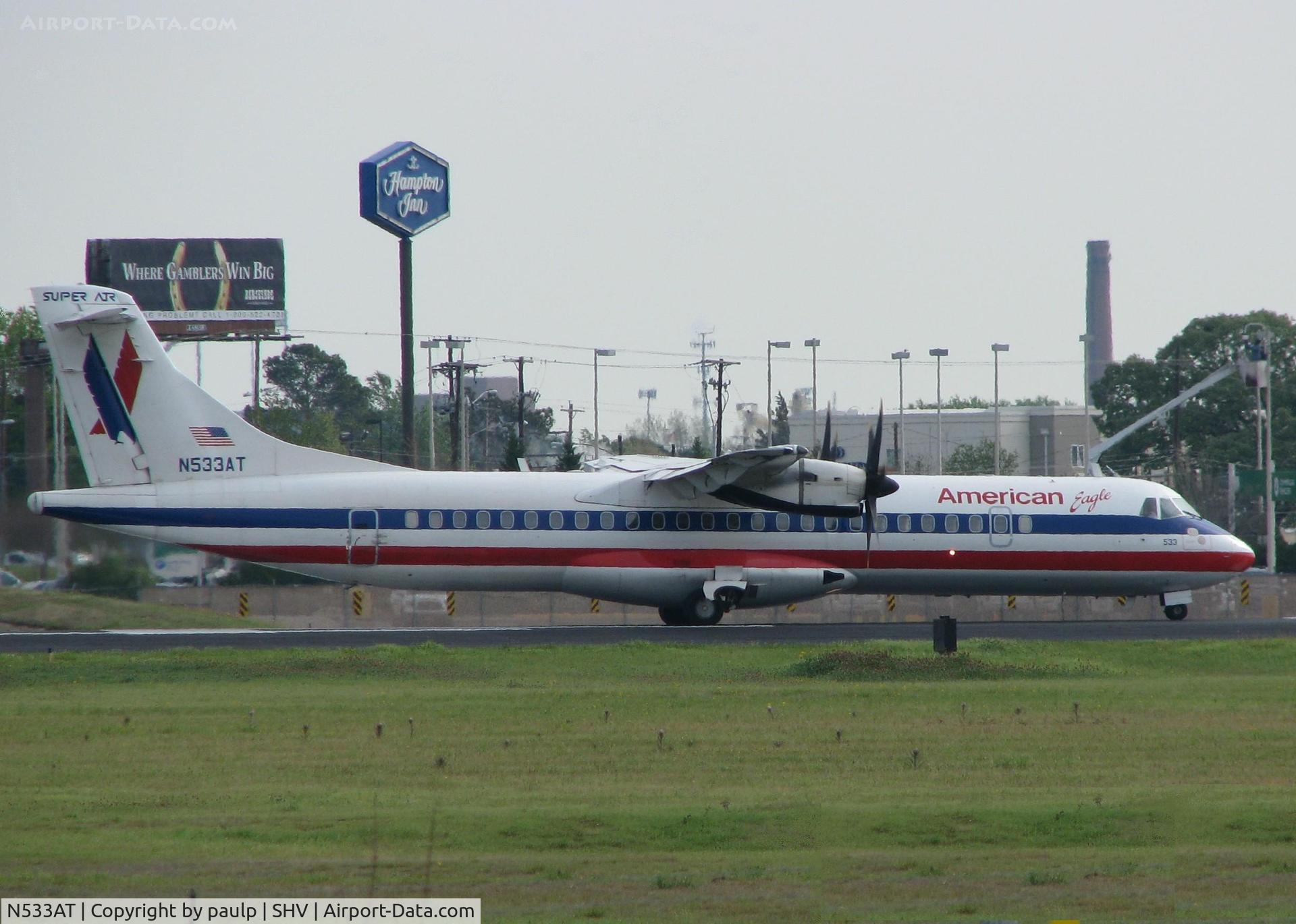 N533AT, 1997 ATR 72-212A C/N 533, Starting to roll down 14 at Shreveport Regional.