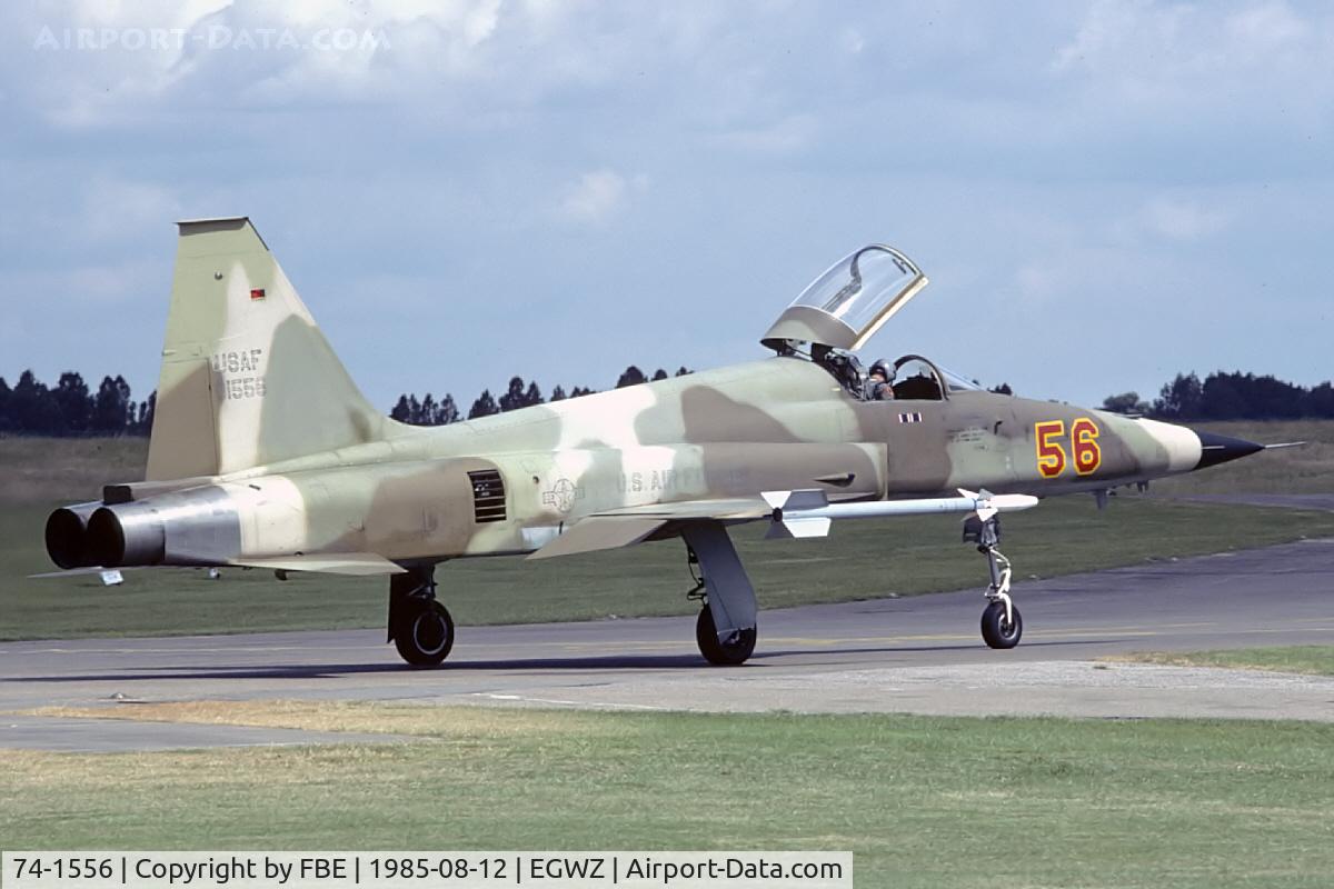 74-1556, Northrop F-5E Tiger II C/N N.1216, 527th TFTAS F-5E ready for departure from RAF Alconbury in the mid eighties (Kodachrome slide scan)