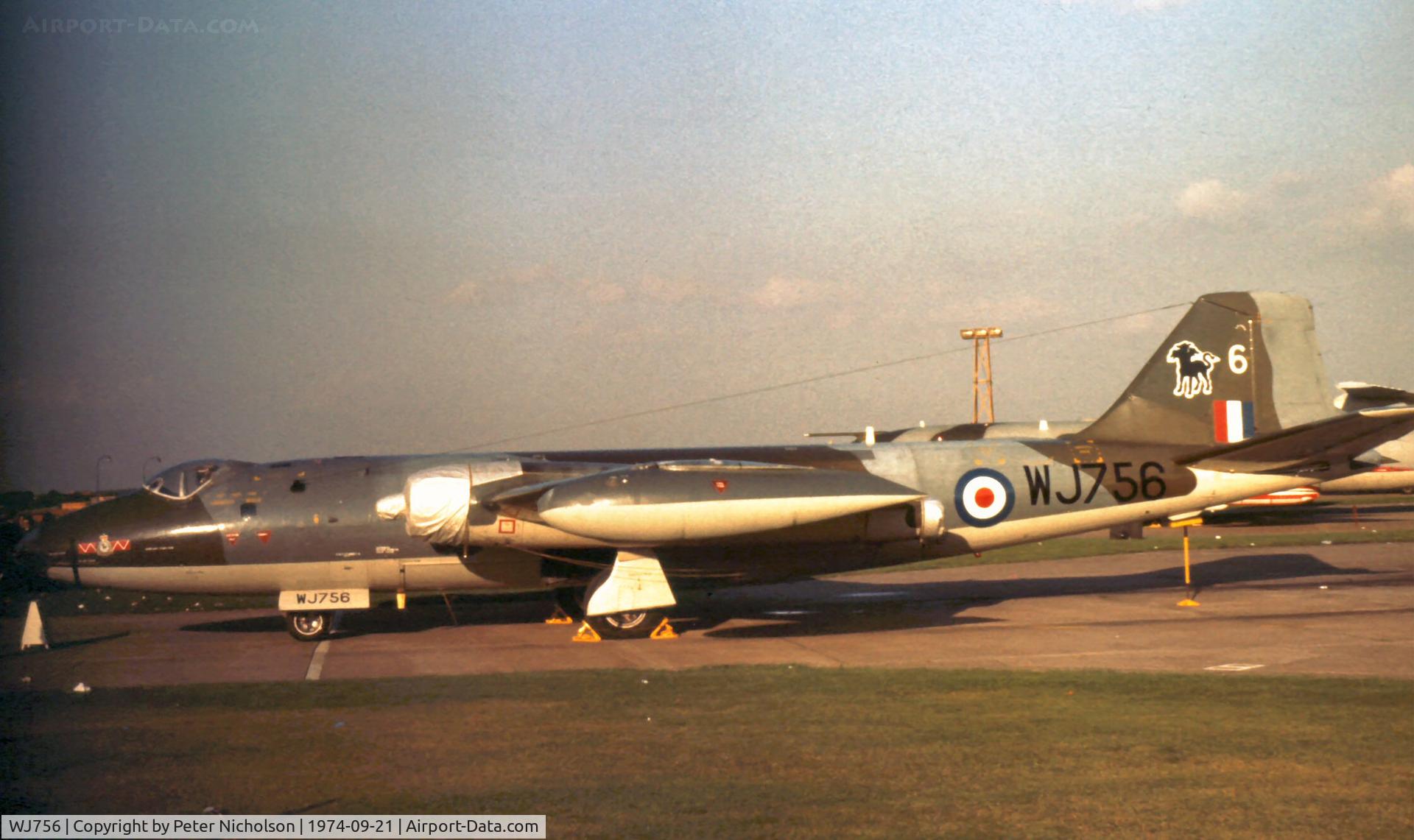 WJ756, 1954 English Electric Canberra E.15 C/N Not found WJ756, Canberra E.15 of 98 Squadron in the static park at the 1974 RAF Finningley Airshow.