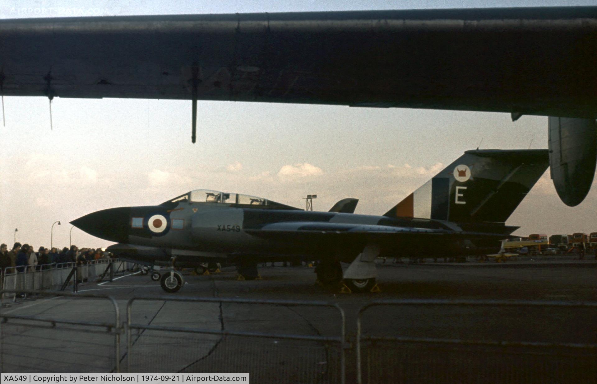 XA549, 1954 Gloster Javelin FAW.5 C/N Not found XA549, Javelin FAW.5 in the static park of the 1974 RAF Finningley Airshow.