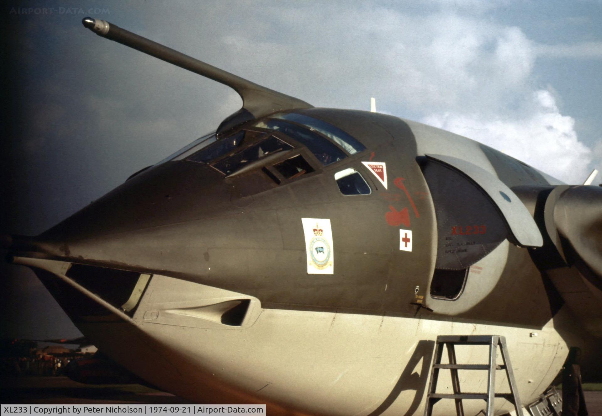 XL233, 1962 Handley Page Victor K.2 C/N HP80/78, Victor K.2 of 232 Operational Conversion Unit in the static display at the 1974 RAF Finningley Airshow.