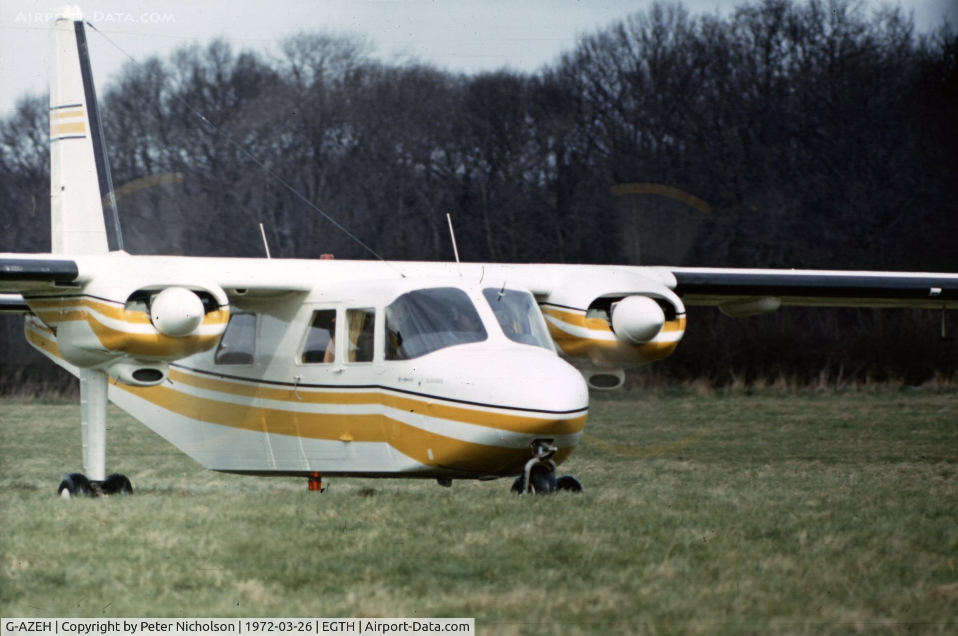 G-AZEH, 1970 Britten-Norman BN-2A-2 Islander C/N 289, BN-2A Islander at Old Warden in the Spring of 1972