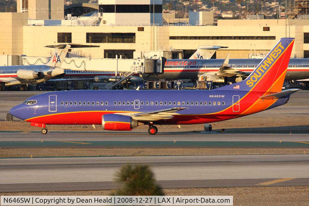 N646SW, 1997 Boeing 737-3H4 C/N 28331, Southwest Airlines N646SW (FLT SWA3058) taxiing to the gate after arrival on RWY 25L from Metropolitan Oakland Int'l (KOAK).