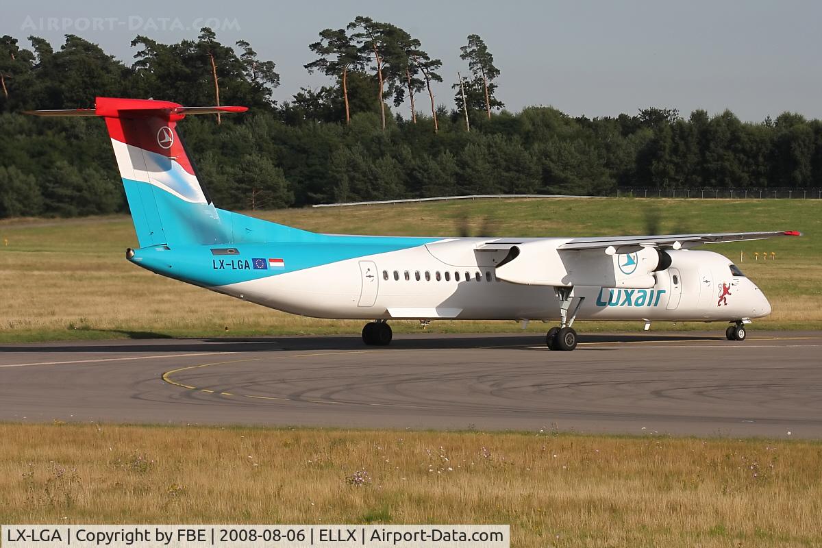 LX-LGA, 2007 De Havilland Canada DHC-8-402Q Dash 8 C/N 4159, holding point RW24