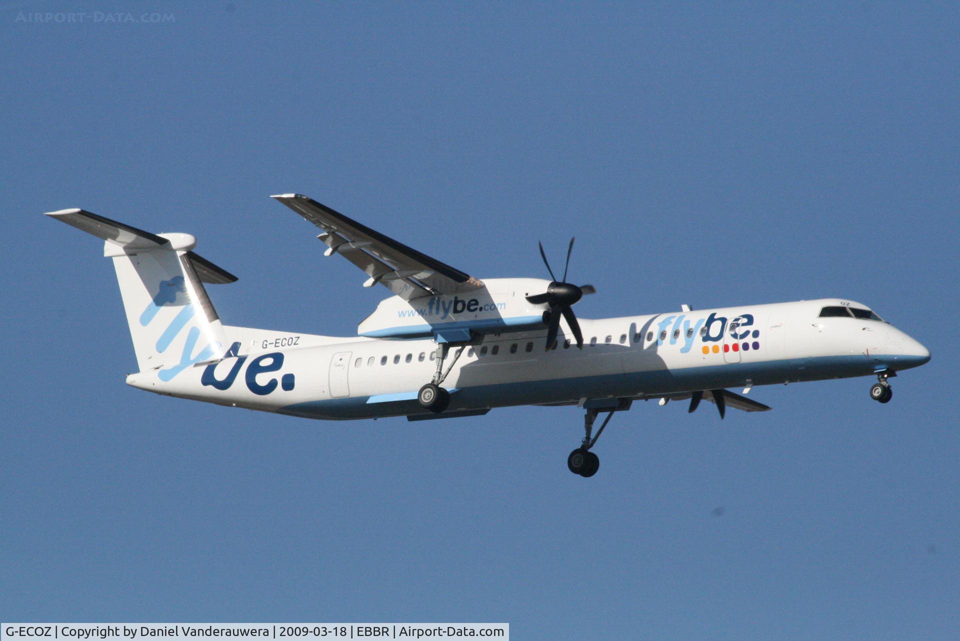 G-ECOZ, 2001 De Havilland Canada DHC-8-402Q Dash 8 C/N 4034, arrival of flight BE7181 to rwy 02