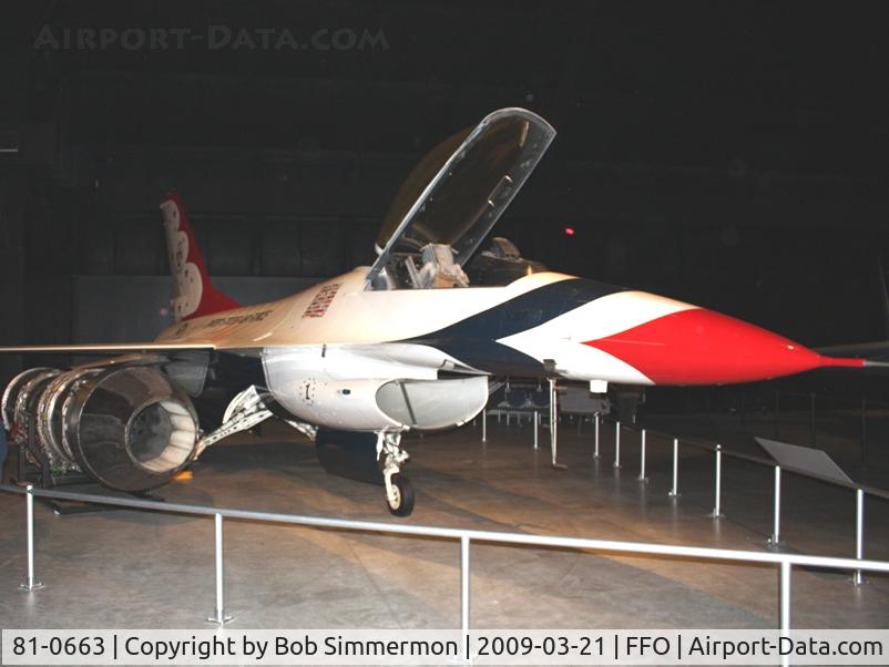 81-0663, 1981 General Dynamics F-16A Fighting Falcon C/N 61-344, 1981 General Dynamics F-16A Fighting Falcon at the USAF Museum in Dayton, Ohio.  This is one of the first F-16's used by the Thunderbirds.