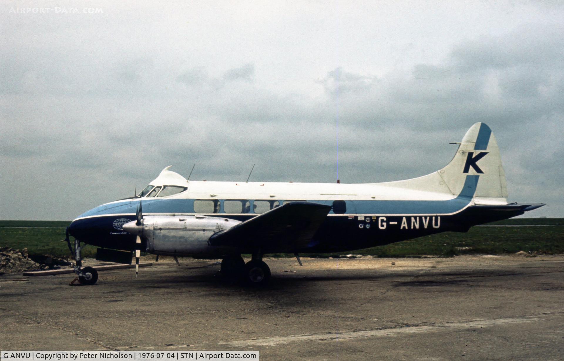 G-ANVU, 1947 De Havilland DH-104 Dove 1B C/N 04082, This Dove was seen at London Stansted in the Summer of 1976.