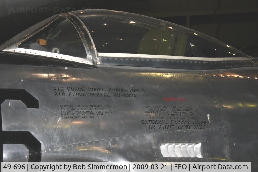 49-696, 1949 Lockheed F-80C-10-LO Shooting Star C/N 080-2340, 1949 Lockheed F-80C Shooting Star at the USAF Museum in Dayton, Ohio.
