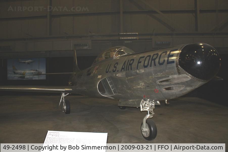 49-2498, 1949 Lockheed F-94A-5-LO Starfire C/N 780-7020, 1949 Lockheed F-94A Starfire at the USAF Museum in Dayton, Ohio.