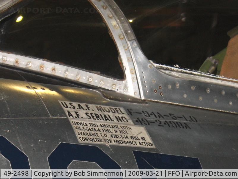 49-2498, 1949 Lockheed F-94A-5-LO Starfire C/N 780-7020, 1949 Lockheed F-94A Starfire at the USAF Museum in Dayton, Ohio.