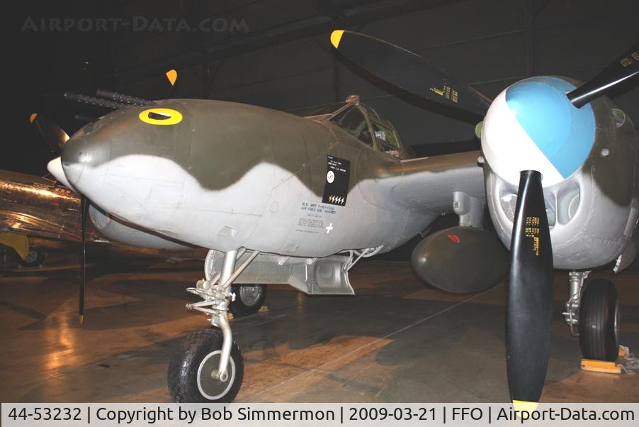 44-53232, 1944 Lockheed P-38L-5-LO Lightning C/N 422-8487, Painted up as a P-38J and also formerly registered N66678, at the USAF Museum in Dayton, Ohio