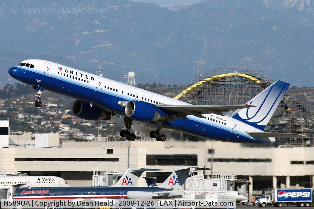 N589UA, 1997 Boeing 757-222 C/N 28707, United Airlines N589UA (FLT UAL69) departing RWY 25R enroute to Lihue (PHLI) - Kauai, Hawaii.