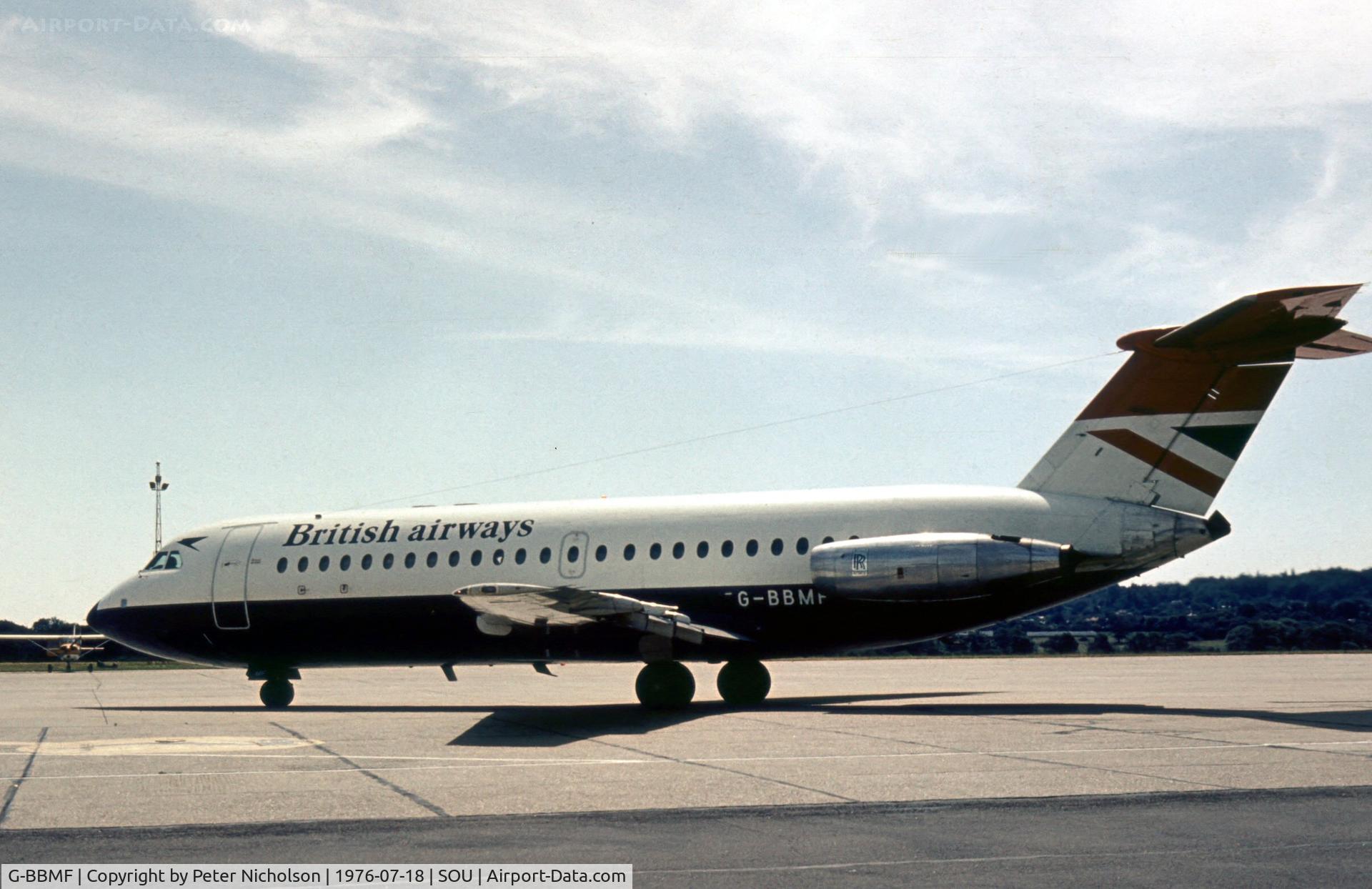 G-BBMF, 1966 BAC 111-401AK One-Eleven C/N BAC.074, British Airways flight out of Eastleigh Airport, as Southampton was then known, in the Summer of 1976