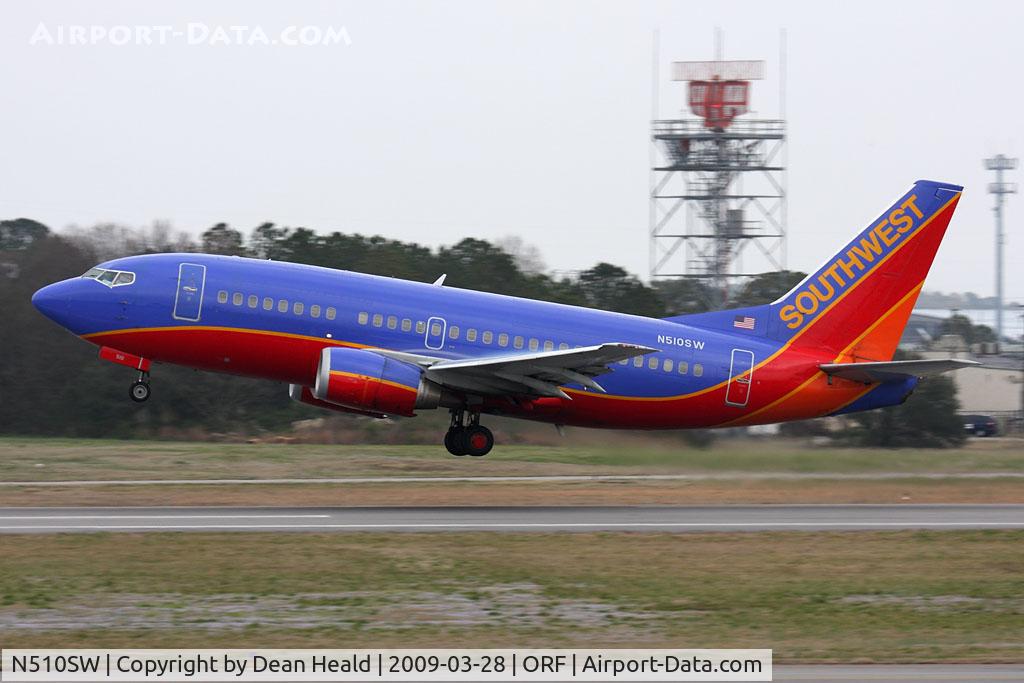 N510SW, 1990 Boeing 737-5H4 C/N 24187, Southwest Airlines N510SW (FLT SWA1845) departing RWY 5 enroute to Chicago Midway Int'l (KMDW).