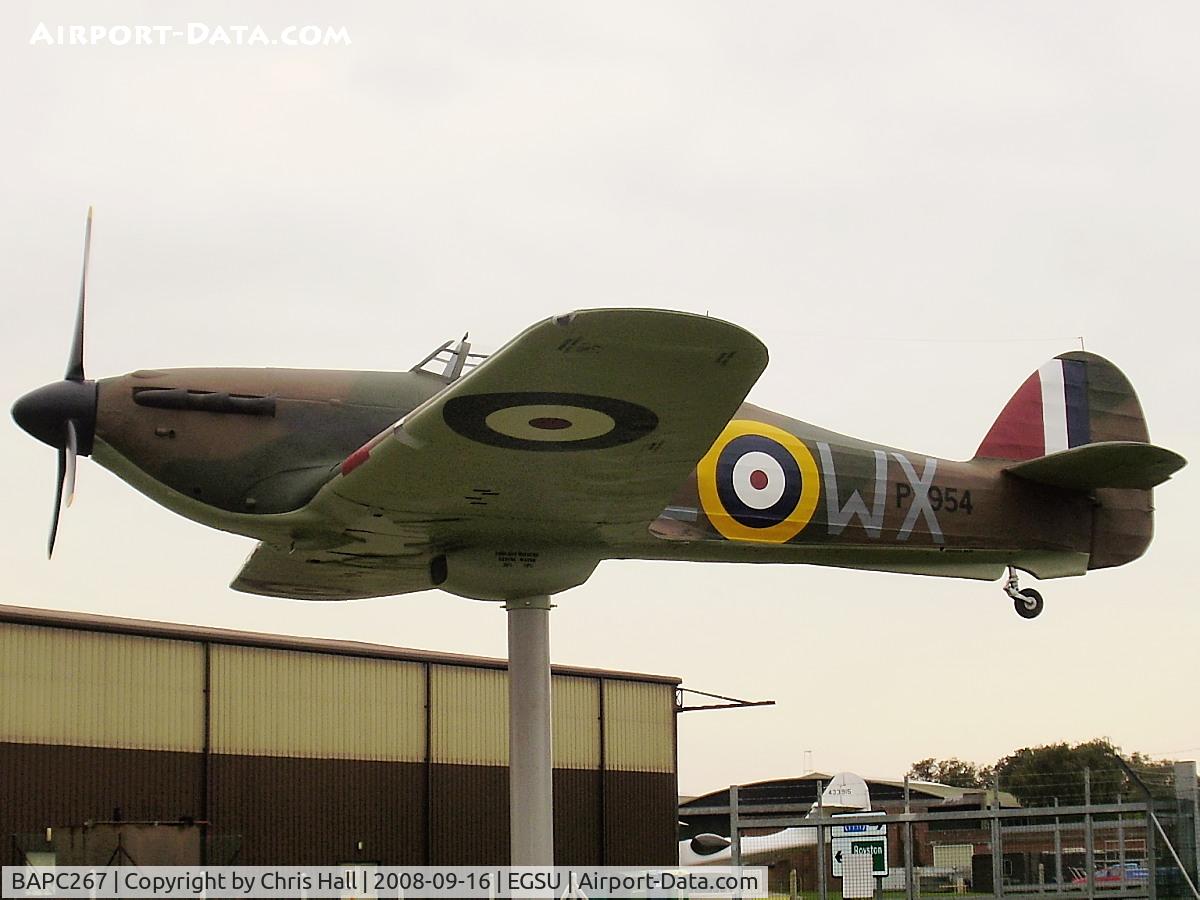 BAPC267, Hawker Hurricane Replica C/N BAPC.267, Displayed on a pole at the entrance to the museum