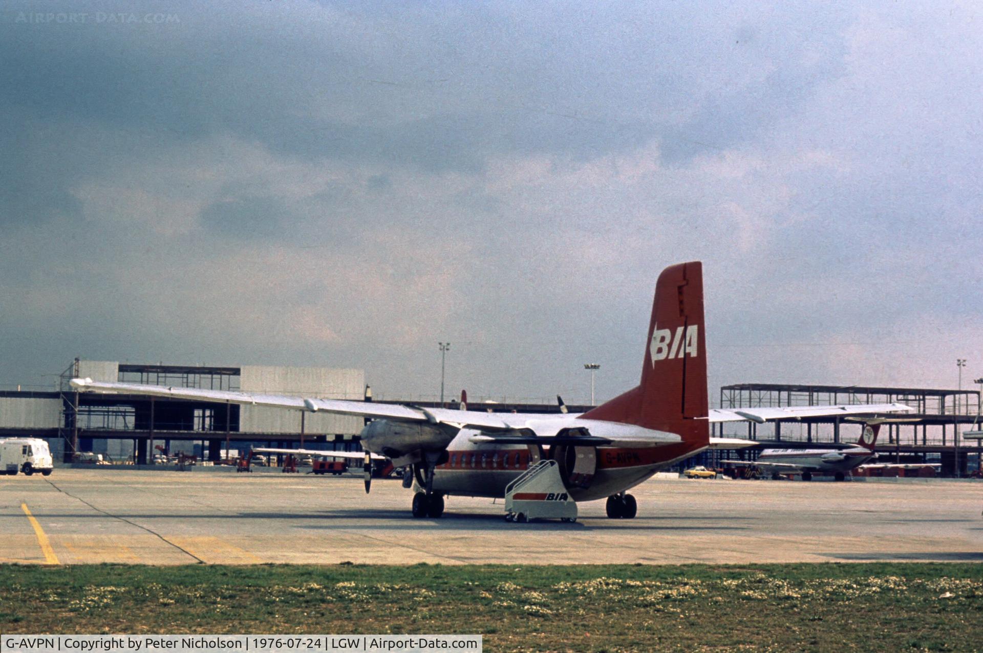 G-AVPN, 1964 Handley Page HPR-7 Herald 213 C/N 176, HPR-7 Herald 213 of British Island Airways at London Gatwick in the Summer of 1976.