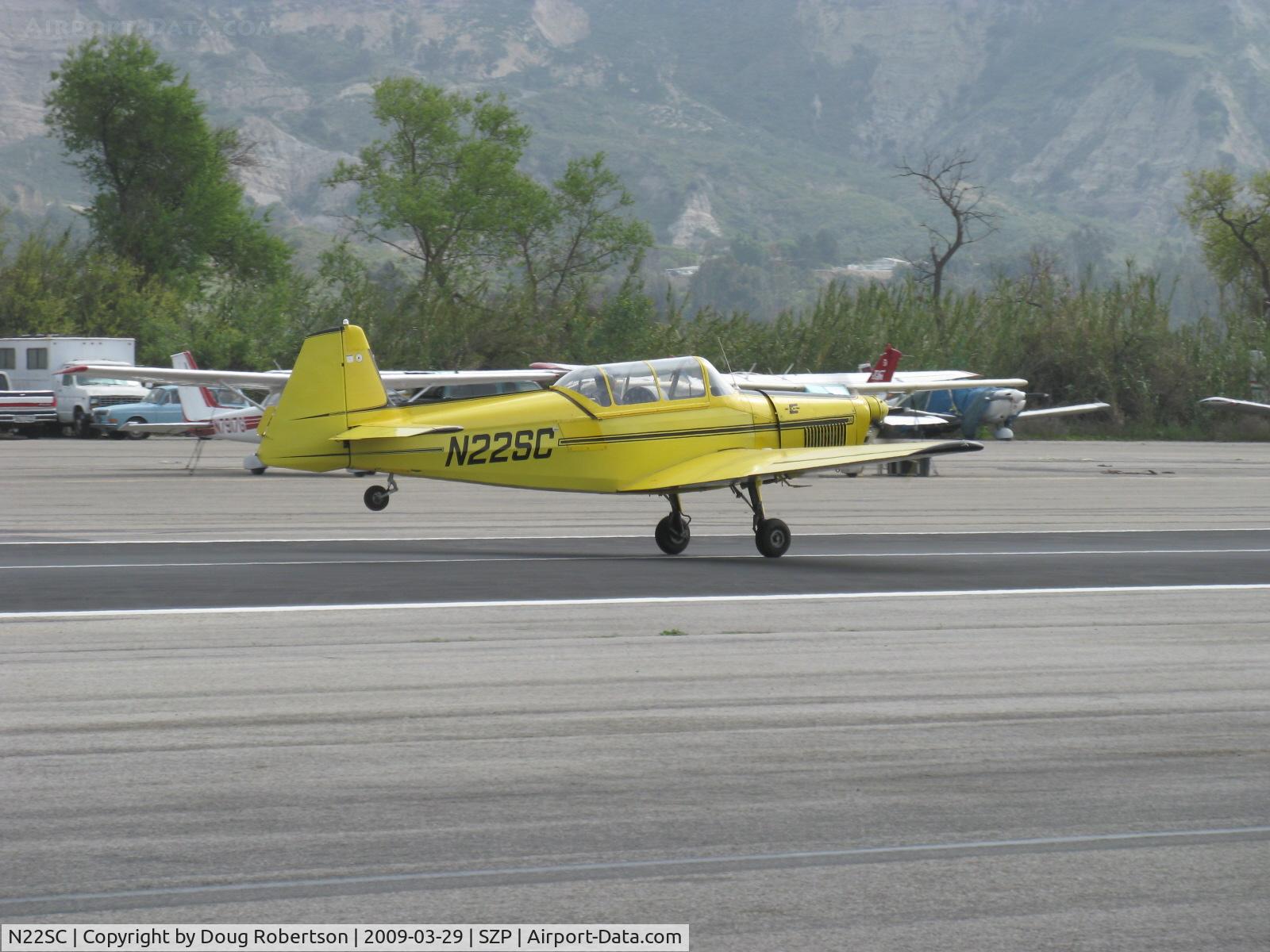 N22SC, 1970 Zlin Z-526F Trener Master C/N 1148, 1970 Moravan Zlin Z526F TRENER MASTER (late production), Avia M-137A 180 Hp, CS prop, takeoff roll Rwy 22