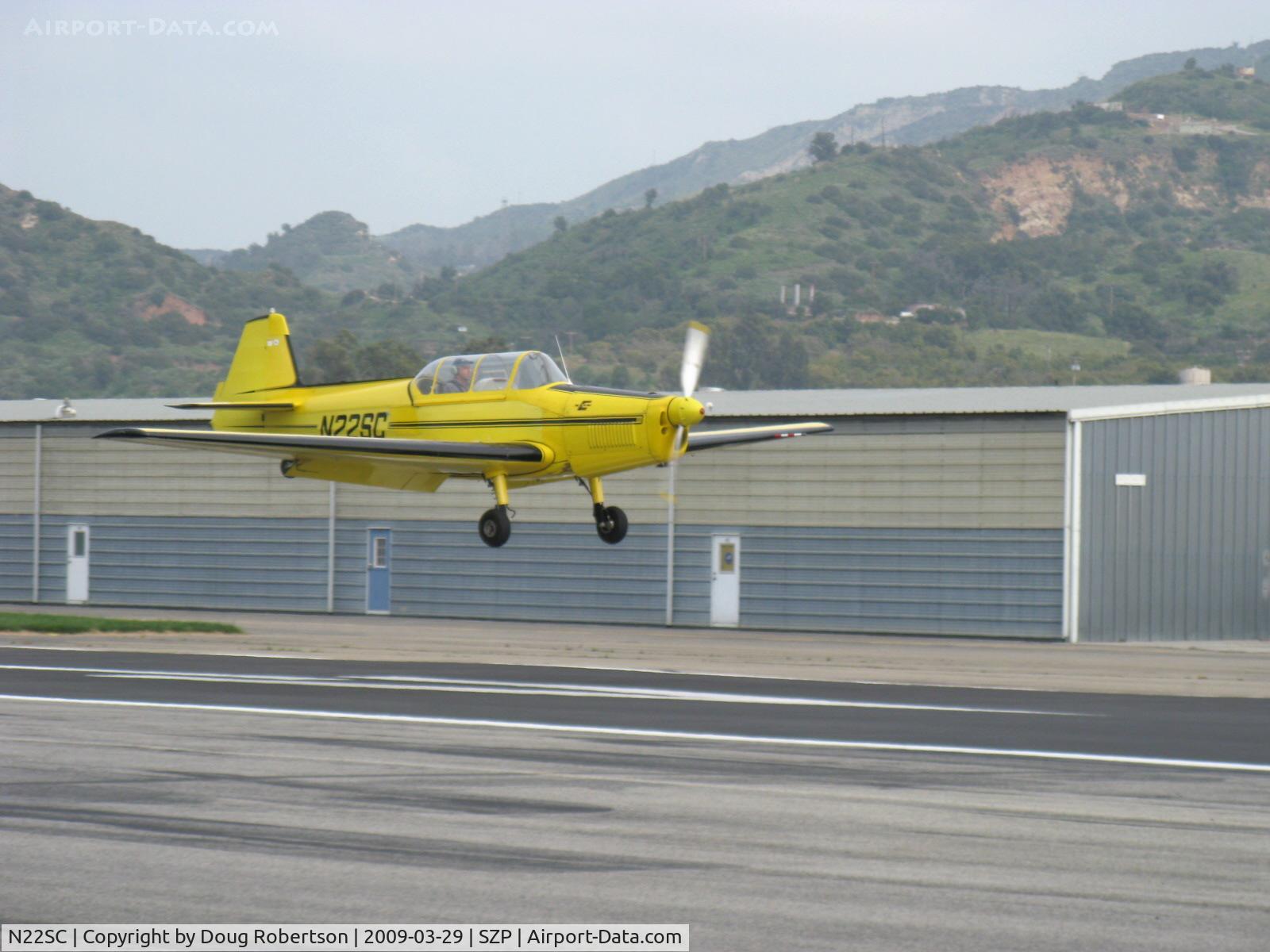 N22SC, 1970 Zlin Z-526F Trener Master C/N 1148, 1970 Moravan Zlin Z526F TRENER MASTER (late production), Avia M-137A 180 Hp, CS prop, near touchdown Rwy 22